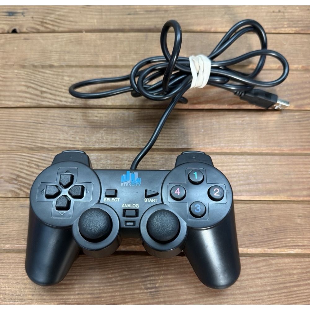 Etekcity Play Station 2 Controller Black Wired Retro Video Game PS2‎ Replacement